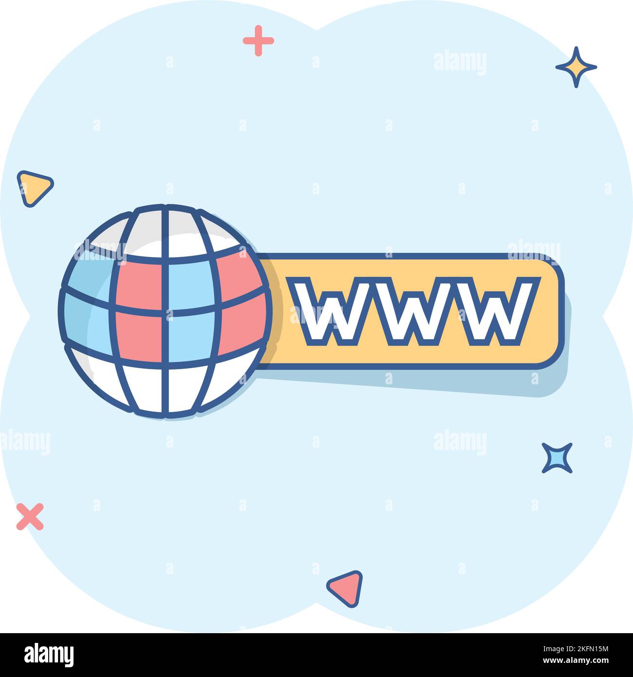 Global search icon in comic style. Website address cartoon vector ...