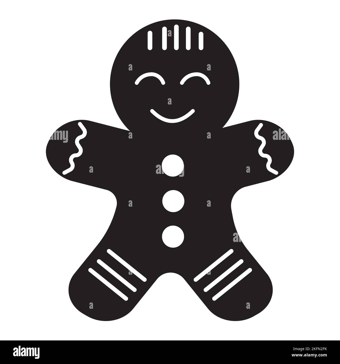 Ginger man template, Christmas cookies, black color template, isolated vector illustration icon. Stock Vector