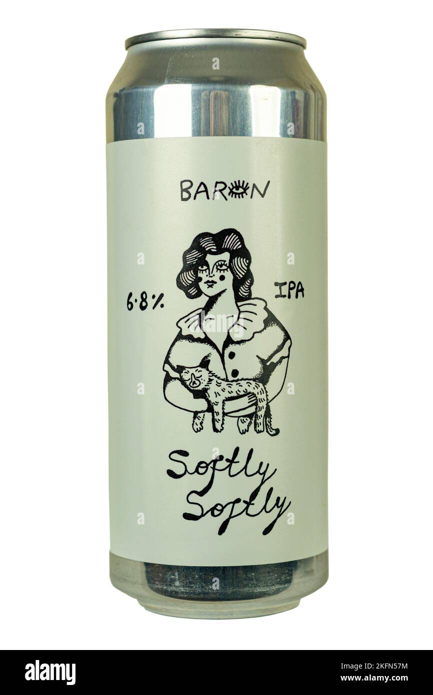 Baron Brewing - Softly Softly IPA - abv 6.8%. Stock Photo