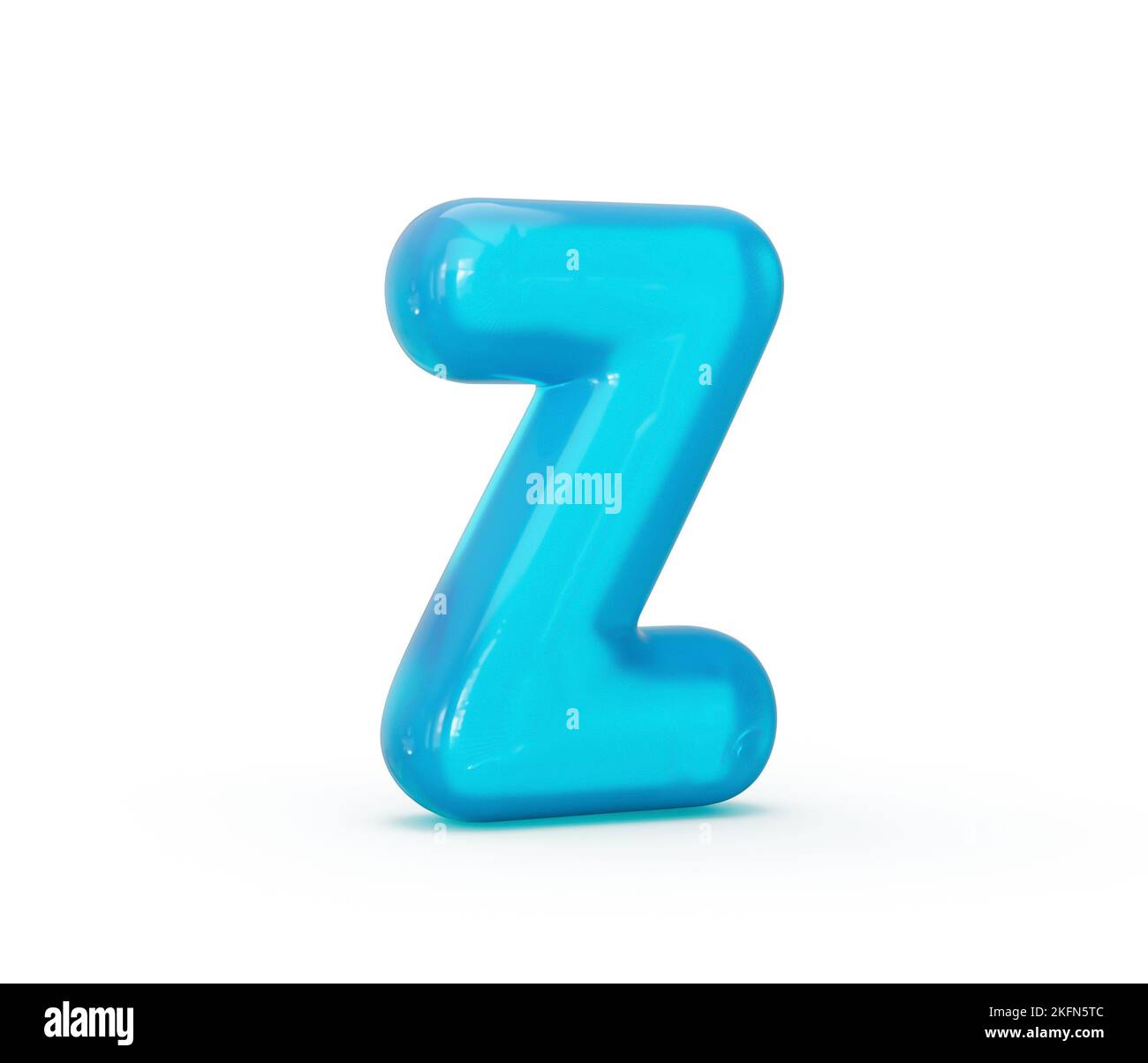 A 3D render of a blue jelly alphabet Z sign on a white background Stock Photo