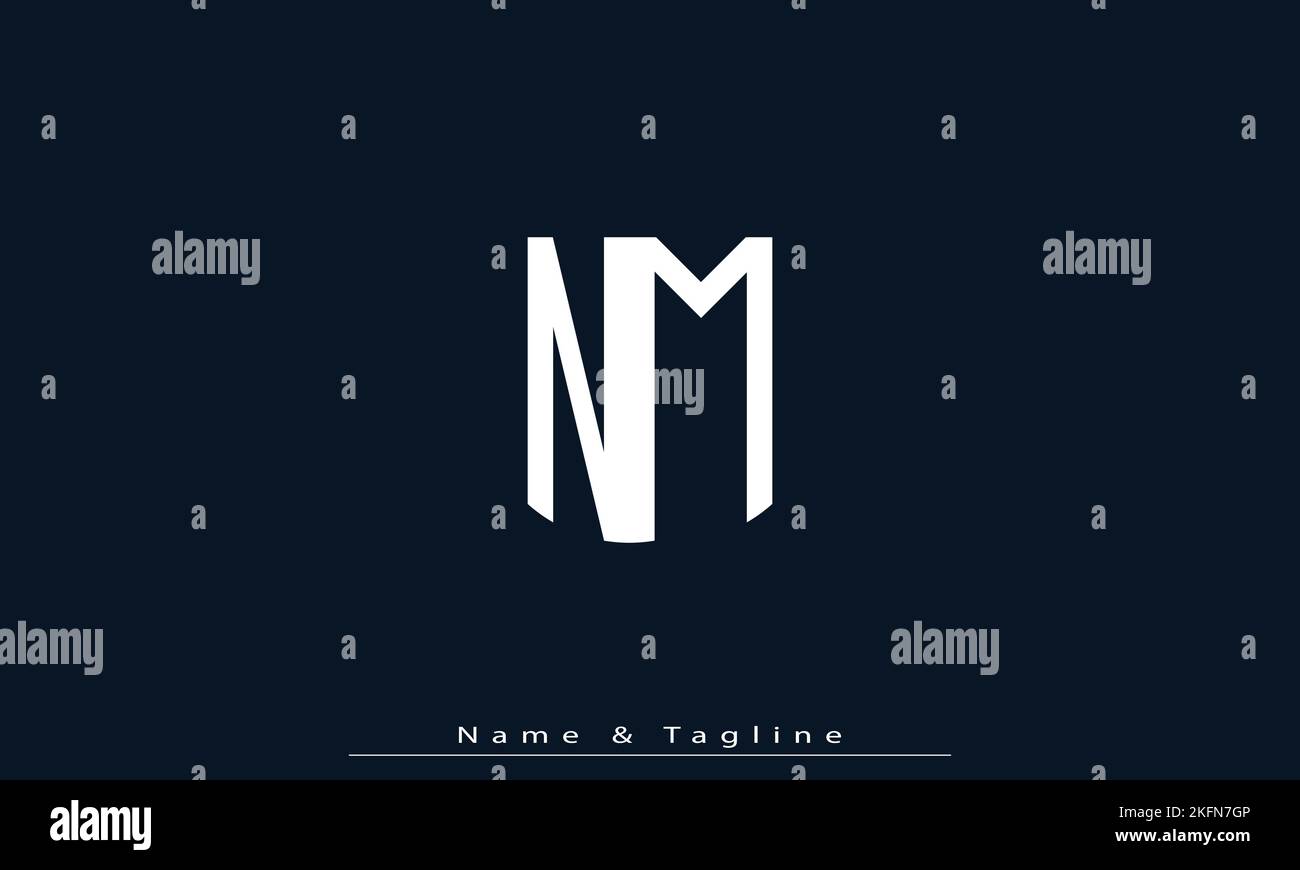 Alphabet letters Initials Monogram logo NM , MN Stock Vector