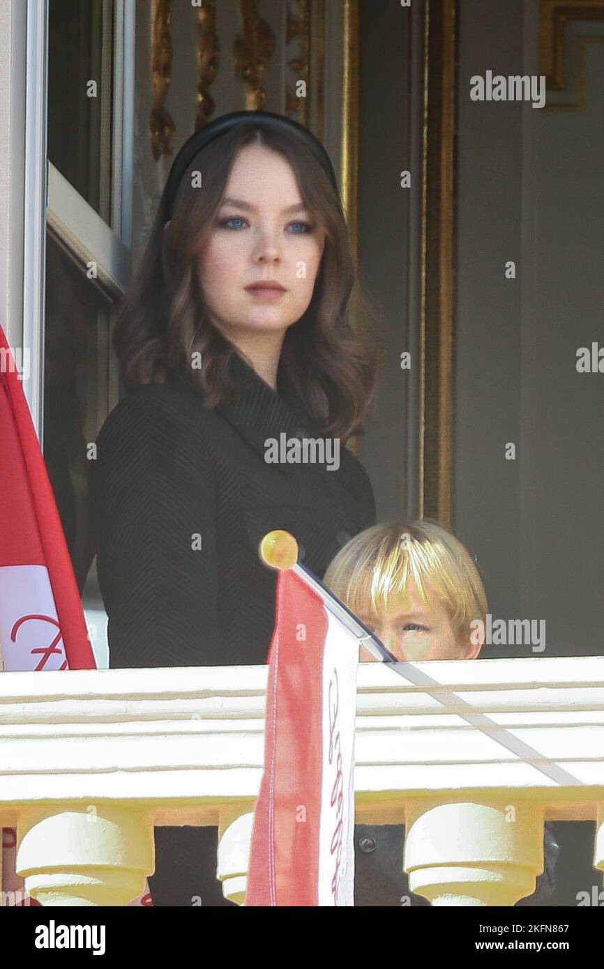 Princess Alexandra of Hanover is attending the parade at the palace balcony during the celebration for the National Day on November 19, 2022 in Monaco Ville, Principality of Monaco. Photo by Marco Piovanotto/IPA - NO TABLOIDS Stock Photo