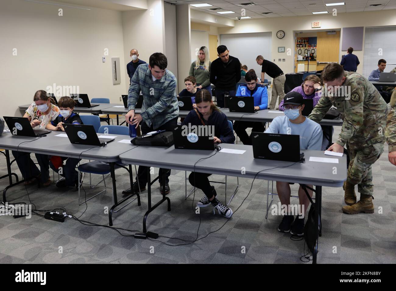 ODENTON, Md. – Soldiers from the 780th Military Intelligence Brigade (Cyber) hosted a Hackathon event in partnership with the Odenton Library, Anne Arundel County Public Library, September 28, to encourage teens interest in STEM (Science, Technology, Engineering, and Math). There was a Capture the Flag (CTF) competition, as well as a Basic Python, Password Cracking, and an Open-Source Intelligence (OSINT) Tools station for the teens to participate in. The brigade and Odenton Library will host a second Teen Hackathon event on October 25, 2023. For more information visit the AACPL website at htt Stock Photo