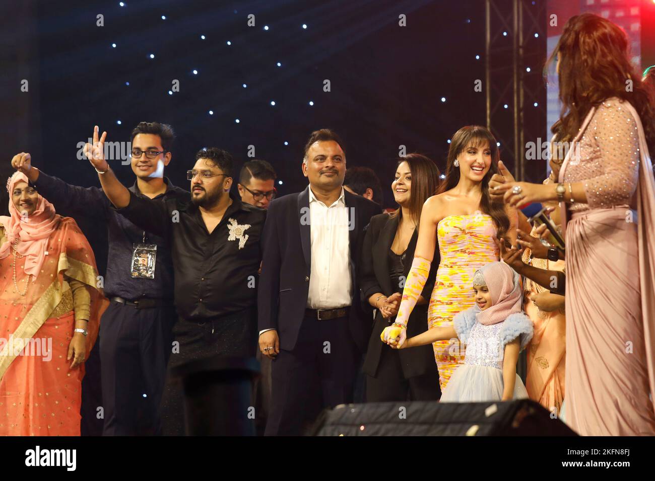 Dhaka, Bangladesh - November 18, 2022: Bollywood star Nora Fatehi participated in the Global Achievers Award ceremony organized by Women's Leadership Stock Photo