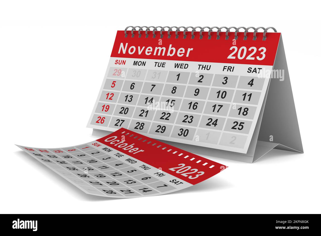 2023 year. Calendar for November. Isolated 3D illustration Stock Photo