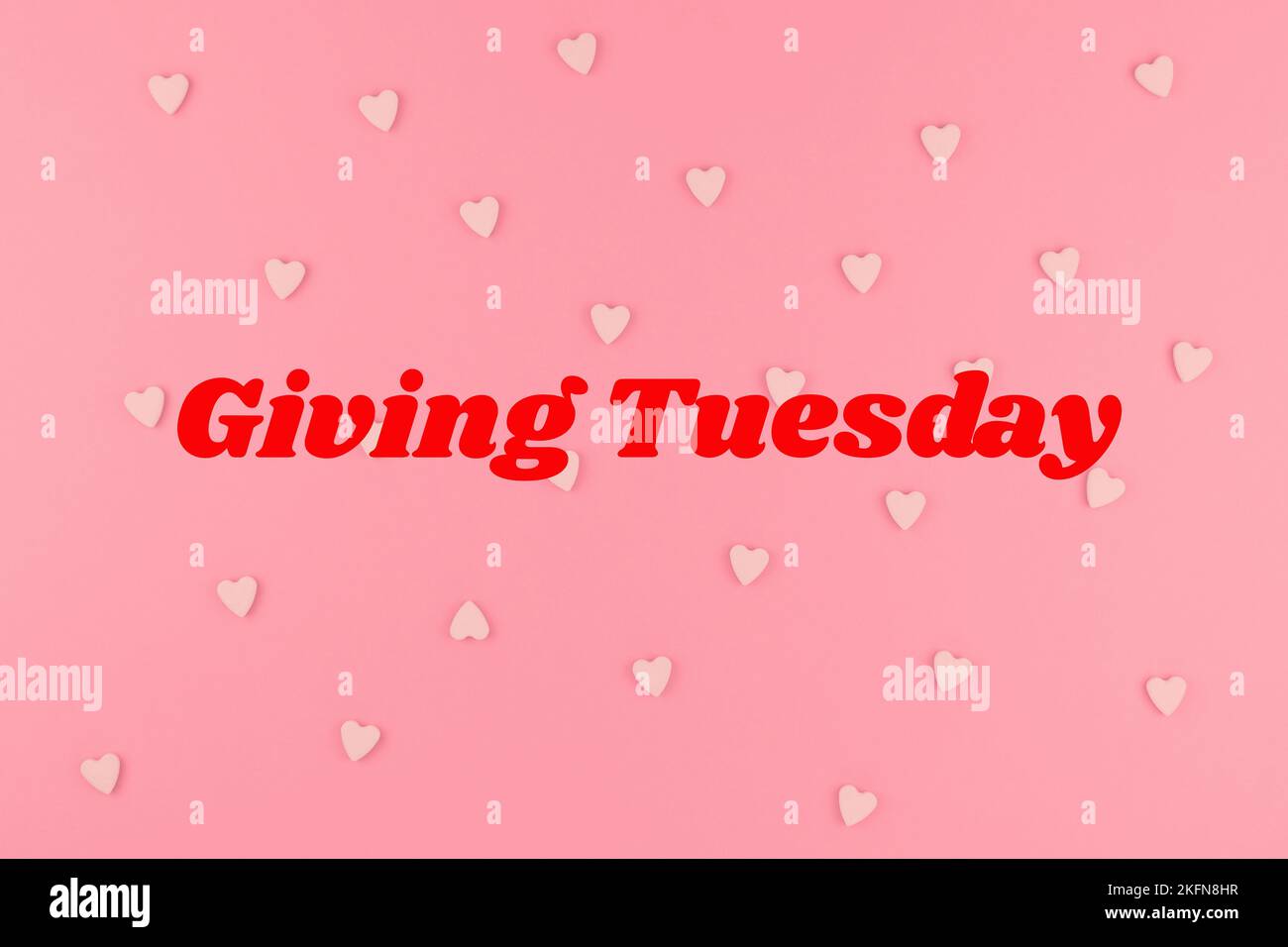 Giving Tuesday is a global day of charitable giving after Black Friday shopping day. Charity, give help, donations and support concept with text messa Stock Photo