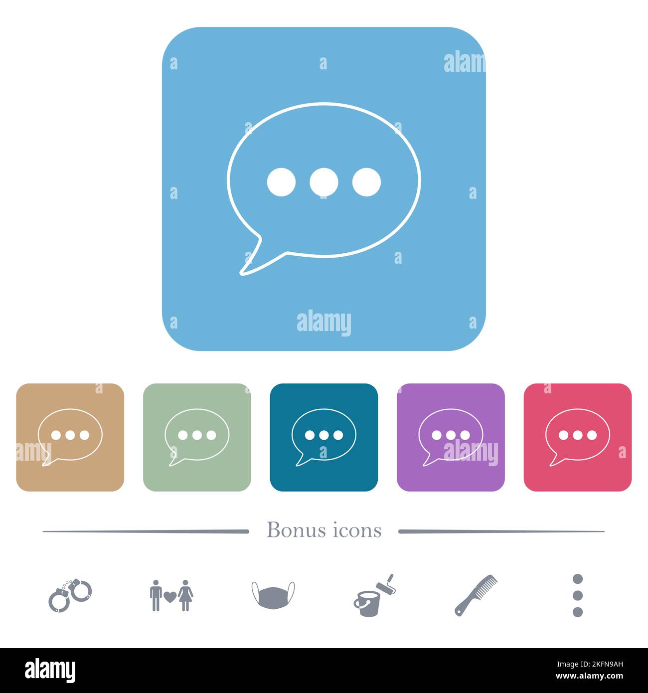 One oval active chat bubble outline white flat icons on color rounded ...