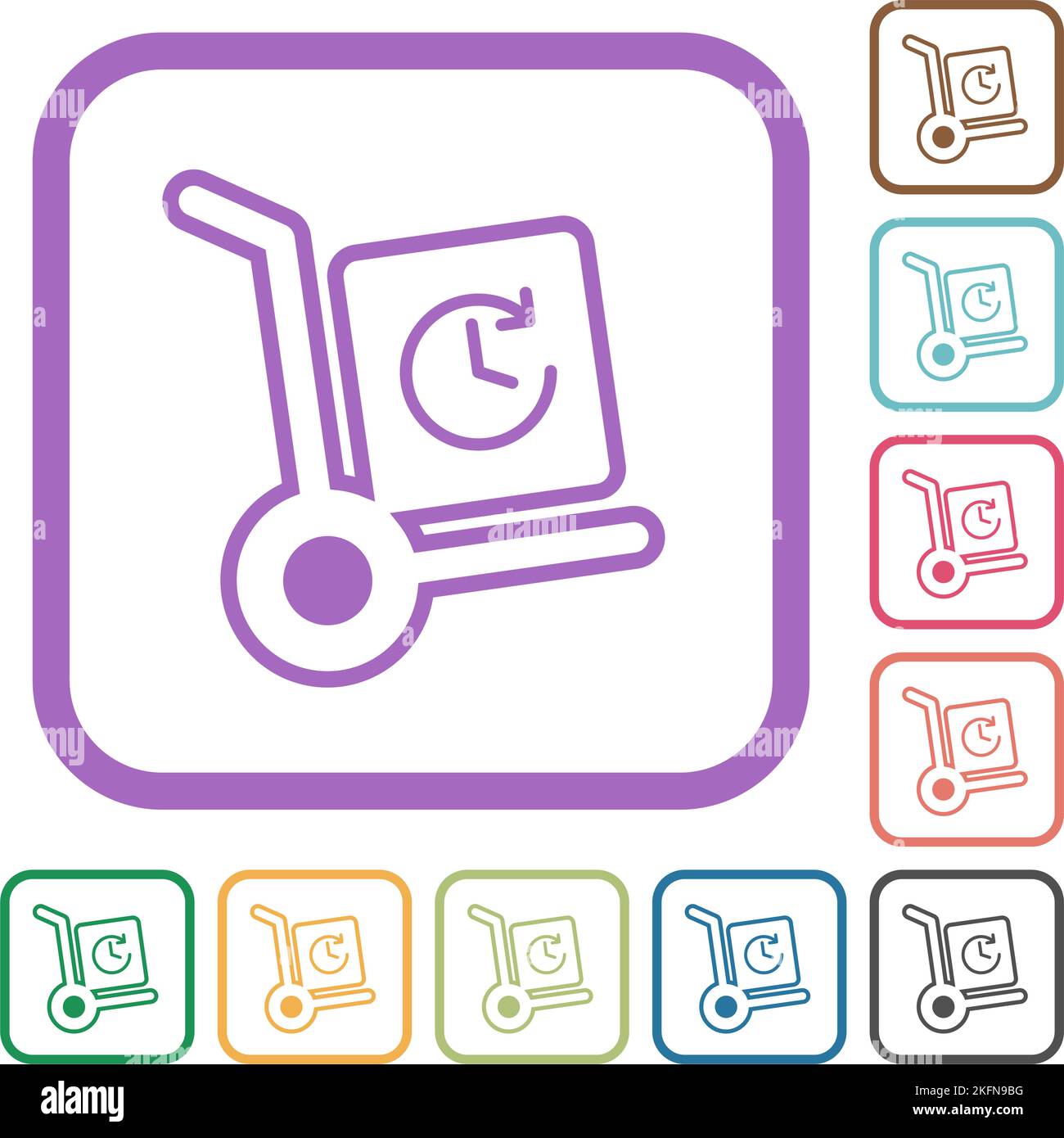 Express up parcel delivery outline simple icons in color rounded square