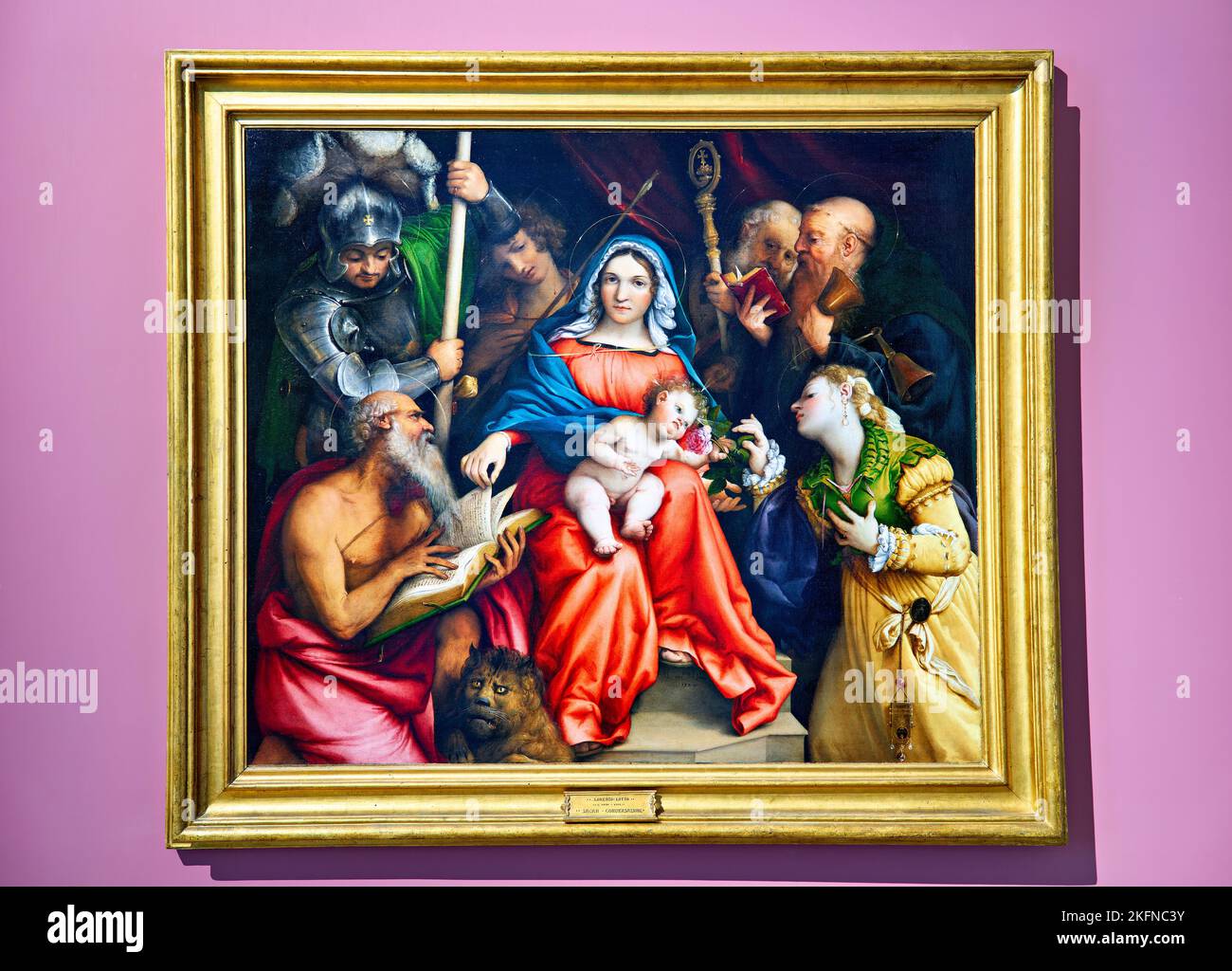 Rome Lazio Italy. The Galleria Nazionale d'Arte Antica, an art museum in Palazzo Barberini. Mystical Marriage of St Catherine by Lorenzo Lotto Stock Photo