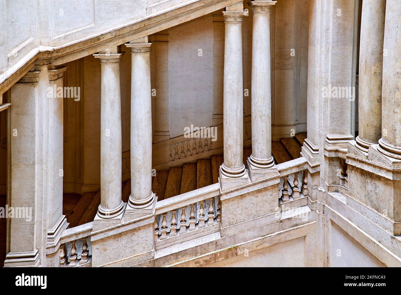 Rome Lazio Italy. The Galleria Nazionale d'Arte Antica, an art museum in Palazzo Barberini. Square staircase by Bernini Stock Photo