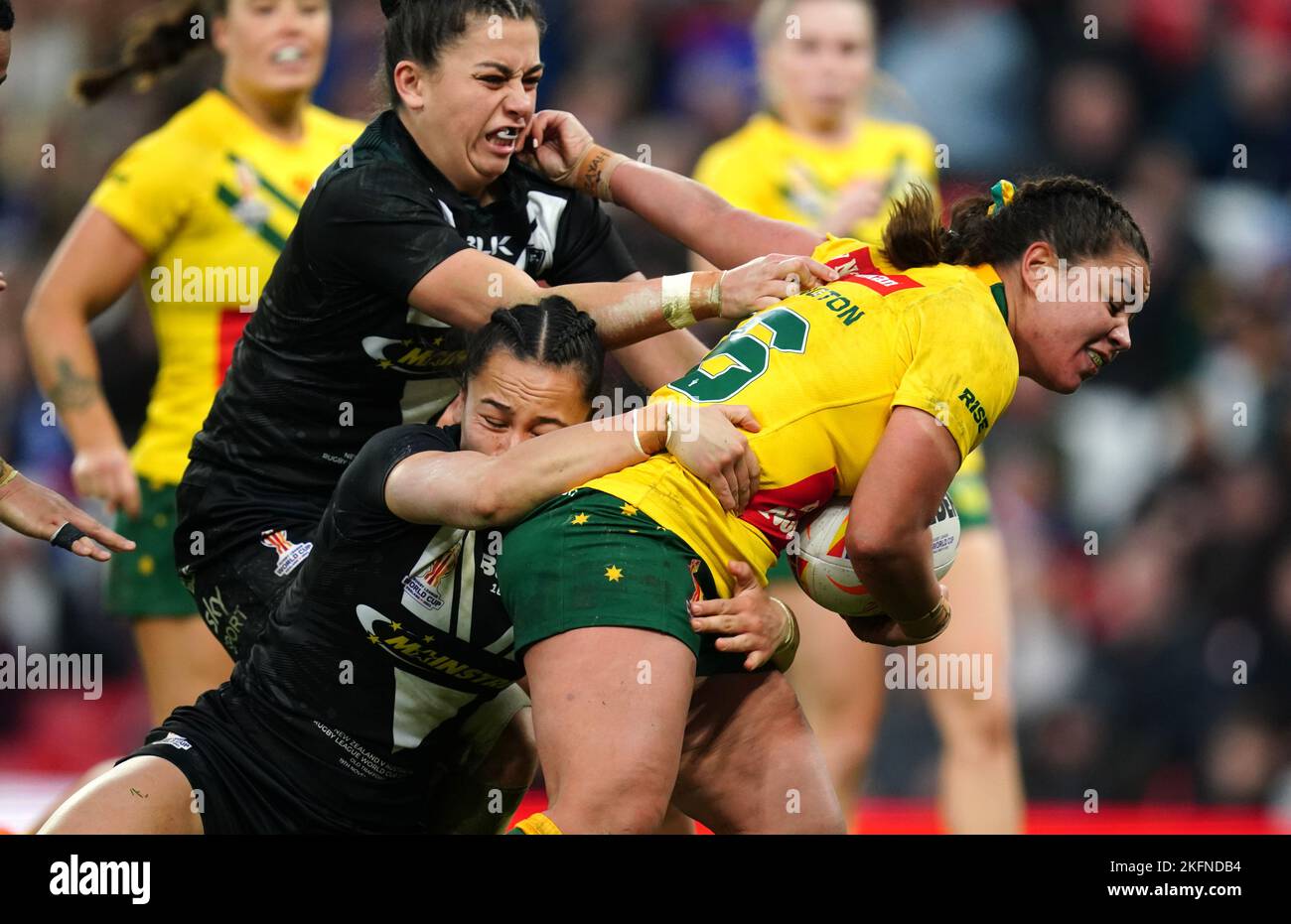 Australia's Kennedy Cherrington scores a try during the Women's Rugby