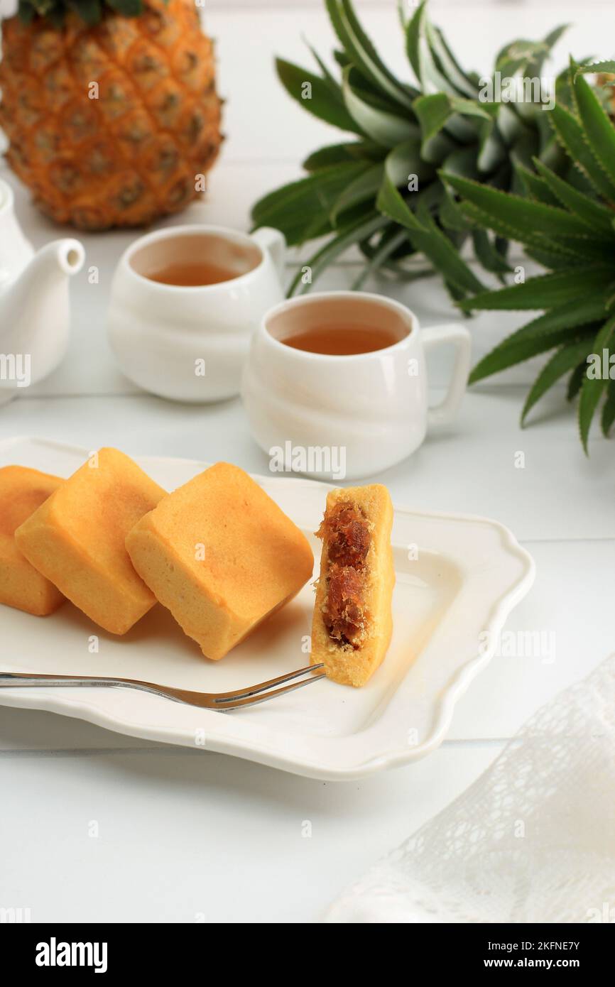 Taiwan Pineapple Cake, Sweet Traditional Taiwanese Pastry Containing