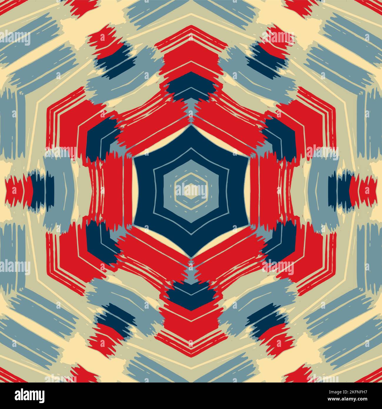 The editable red and blue hexagonal shapes create a beautiful pattern Stock Vector