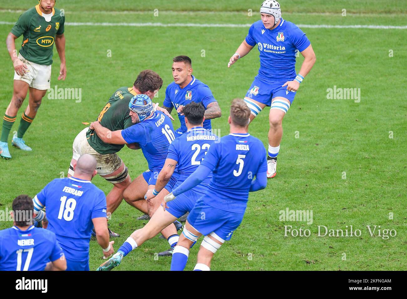 during the ANS - Autumn Nations Series Italy, rugby match between Italy and  South Africa on 19 November 2022 at Luigi Ferrarsi Stadium in Genova,  Italy. Photo Nderim Kaceli - SuperStock