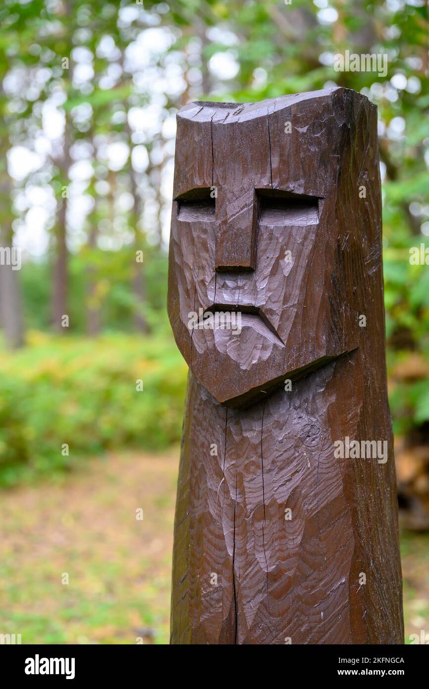 Reconstruction of wooden Idol From Behren-Luebchin found in 19 century near Mecklenburg-Vorpommem, Germany), it dates back to the 10-12 century Stock Photo