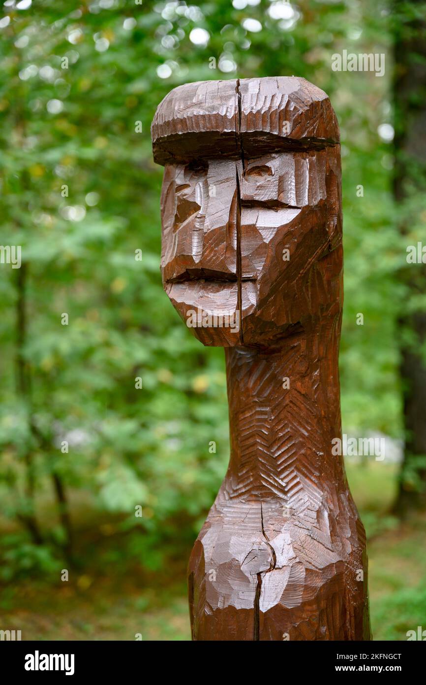Reconstruction of wooden Idol From Altfriesack found in 1857 during the clearing of the Rhin riverbed (Brandenburg, Germany). After radiocarbon analys Stock Photo