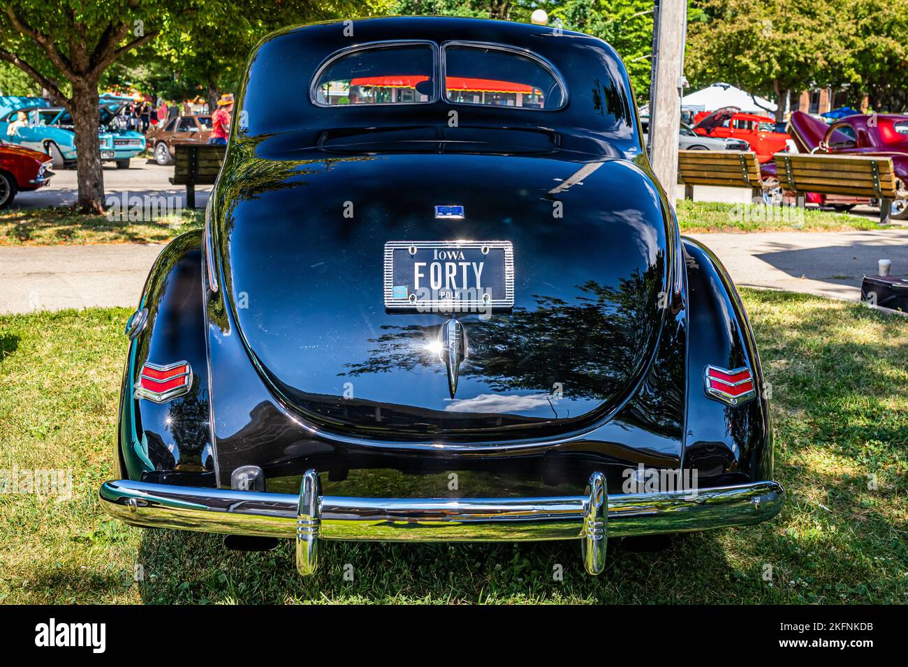 Des Moines, IA - July 03, 2022: High perspective rear view of a 1940 ...