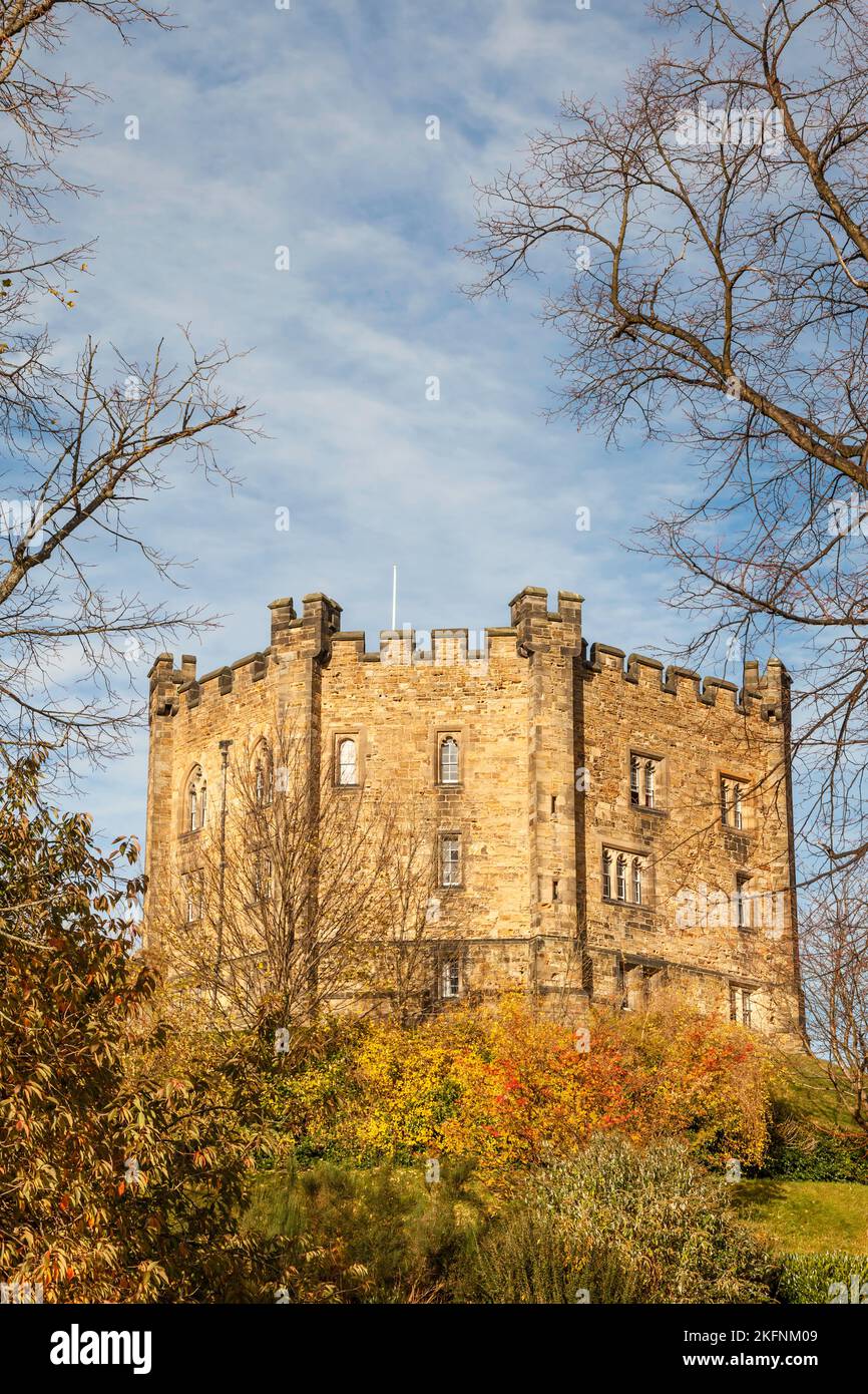 Autumn view of Durham castle keep, Durham University College, England, UK Stock Photo