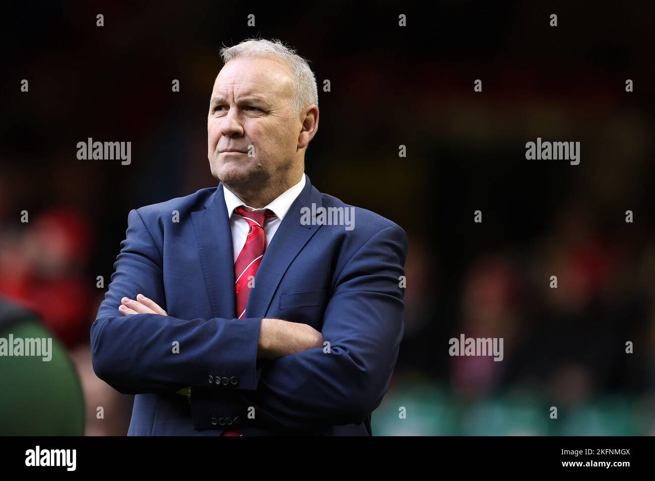 Cardiff, UK. 19th Nov, 2022. Wayne Pivac, the head coach of Wales rugby team looks on before the game. Autumn nations series 2022 rugby match, Wales v Georgia at the Principality Stadium in Cardiff on Saturday 19th November 2022. pic by Andrew Orchard/Andrew Orchard sports photography/Alamy Live News Credit: Andrew Orchard sports photography/Alamy Live News Stock Photo