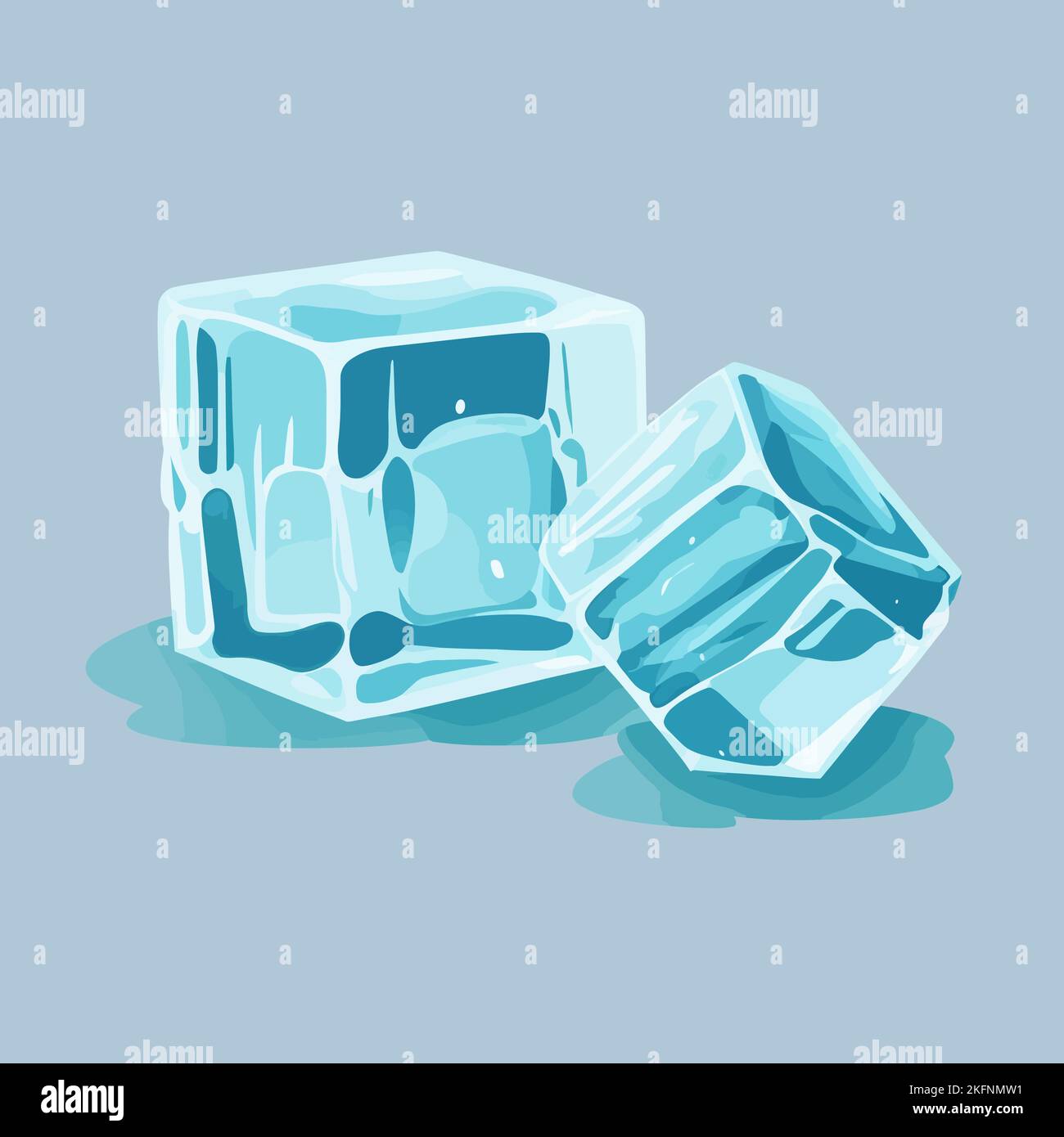 A vector illustration of the ice cubes against the blue background ...