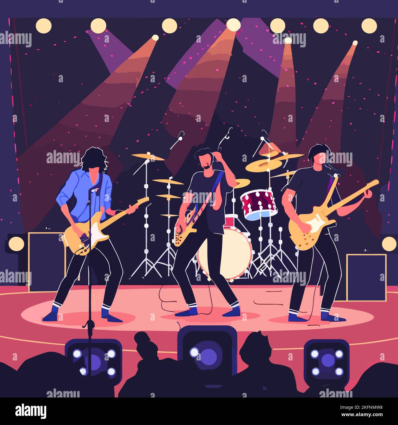 A vector illustration of a band performing on stage Stock Vector Image ...