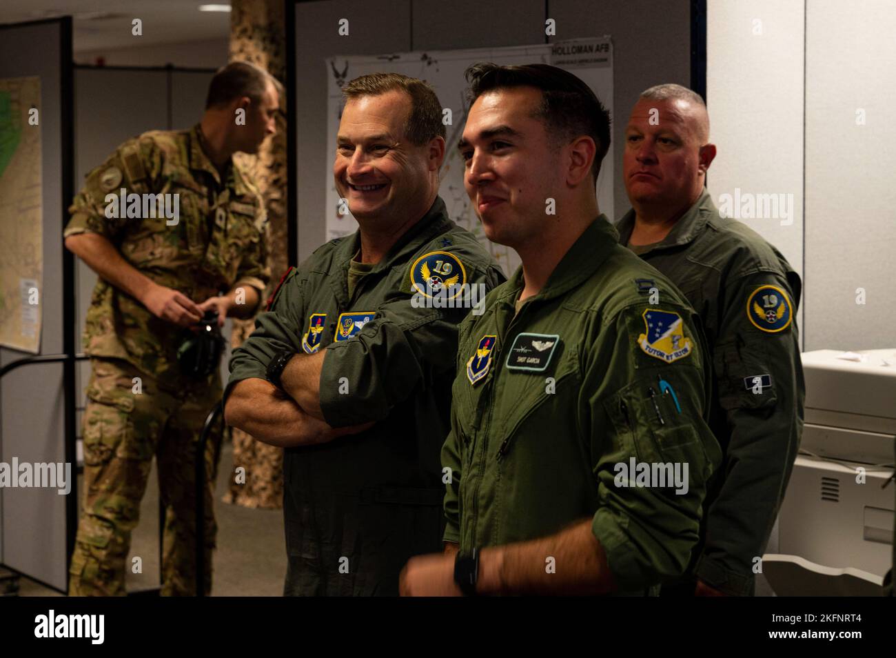 19th Air Force leadership alongside Airmen from the 29th Attack