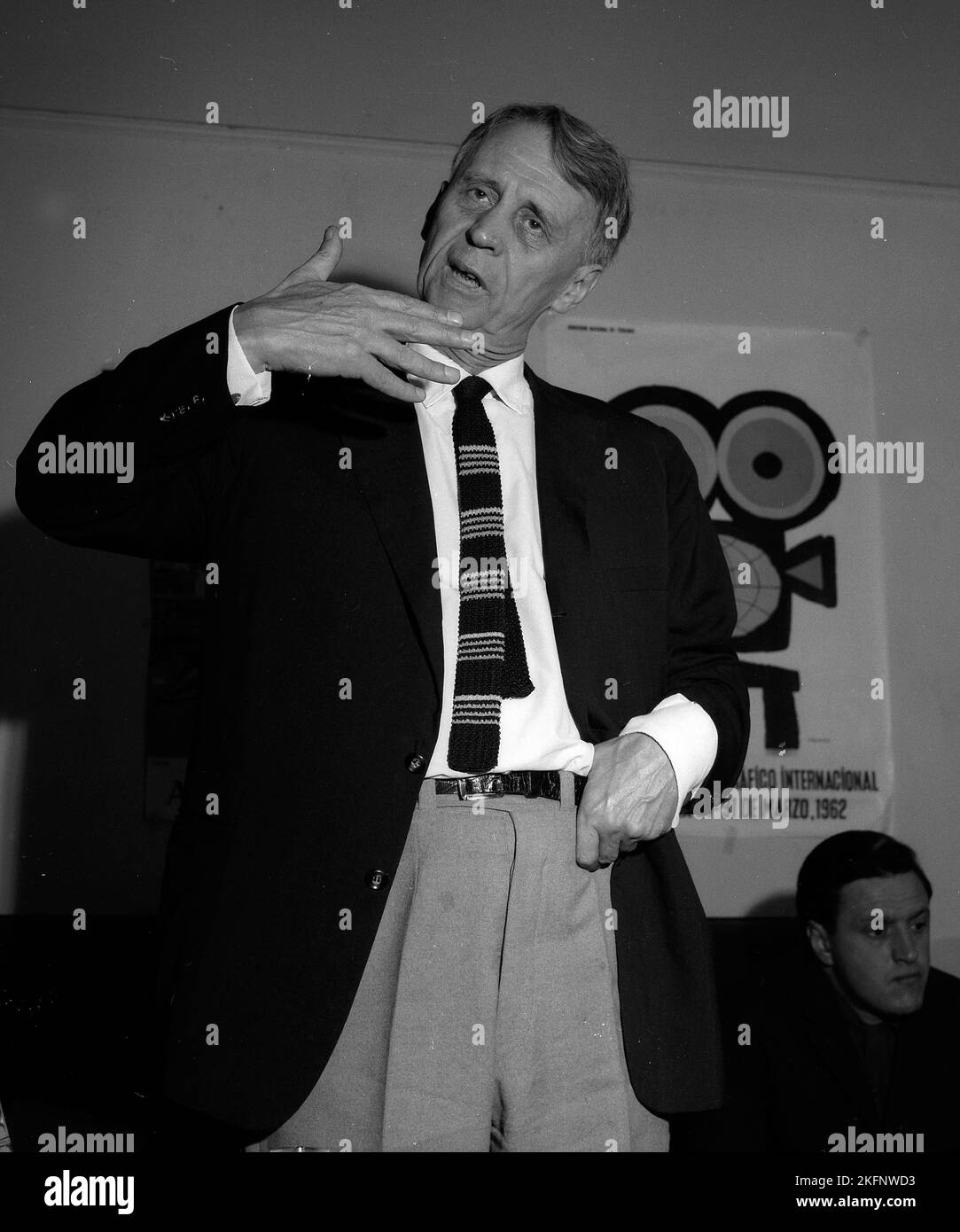 Ivan Piriev, Russian filmmaker, during a press conference at the Mar del Plata Film Festival, Argentina, 1962 Stock Photo