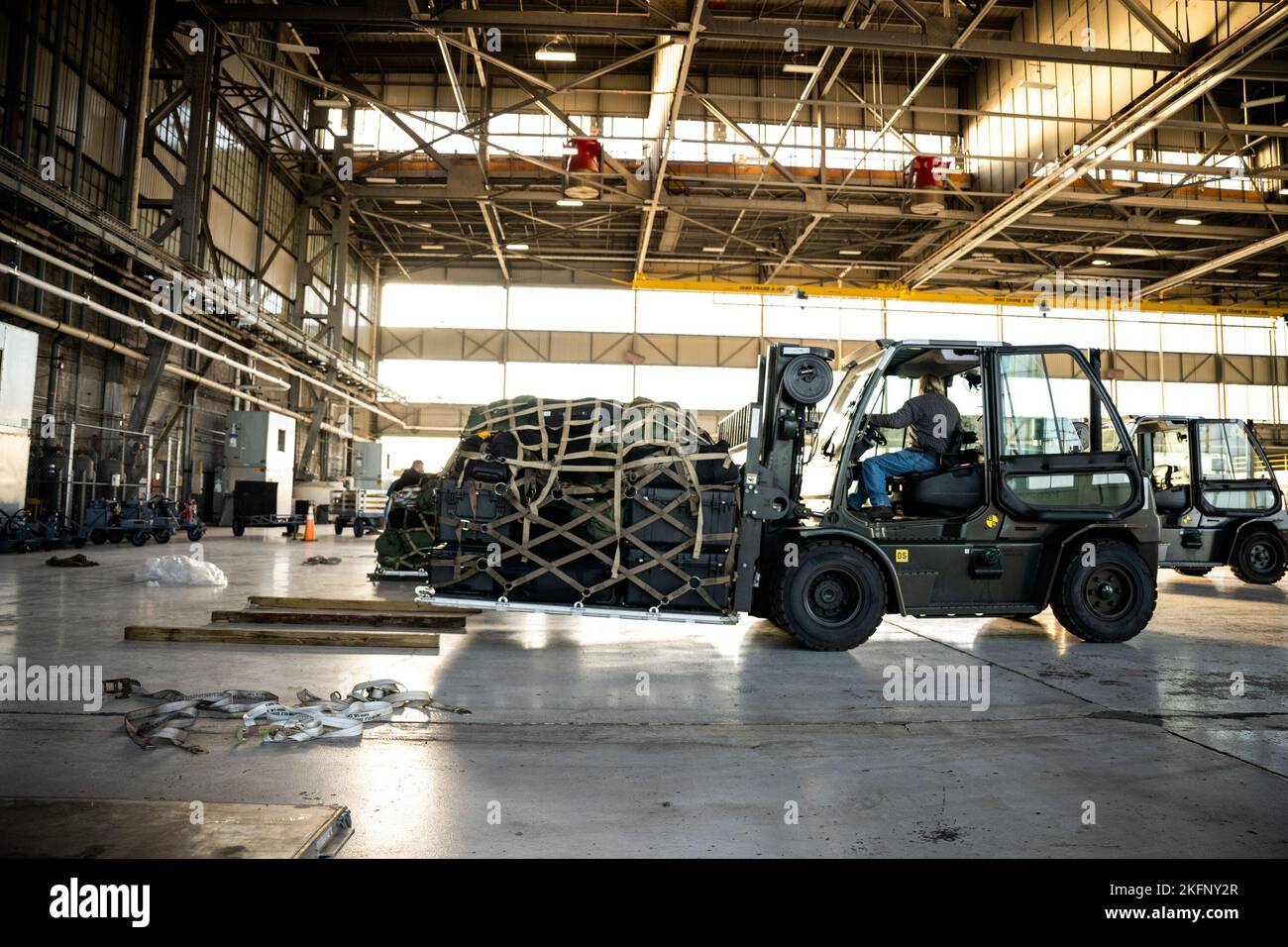 A U.S. Air Force 88th Logistics Readiness Squadron forklift driver