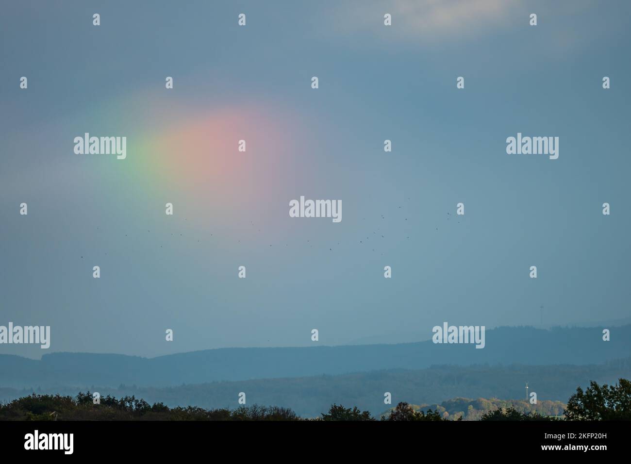 Rainbow halo, red, orange, yellow, green, blue, indigo, violet. France. Stock Photo