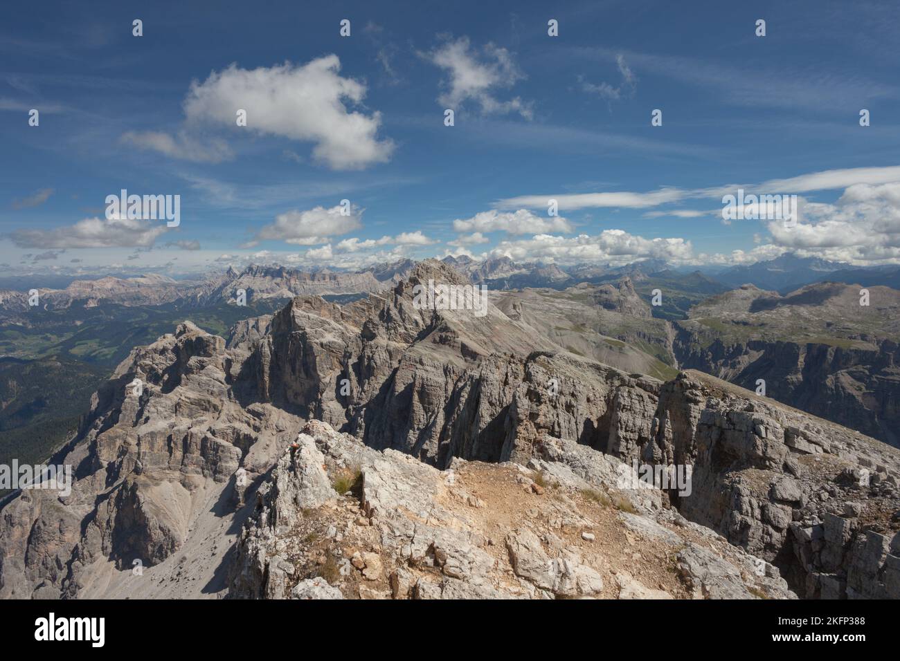 View from the top of Monte Duleda in the Puez group in the Dolomites Stock Photo