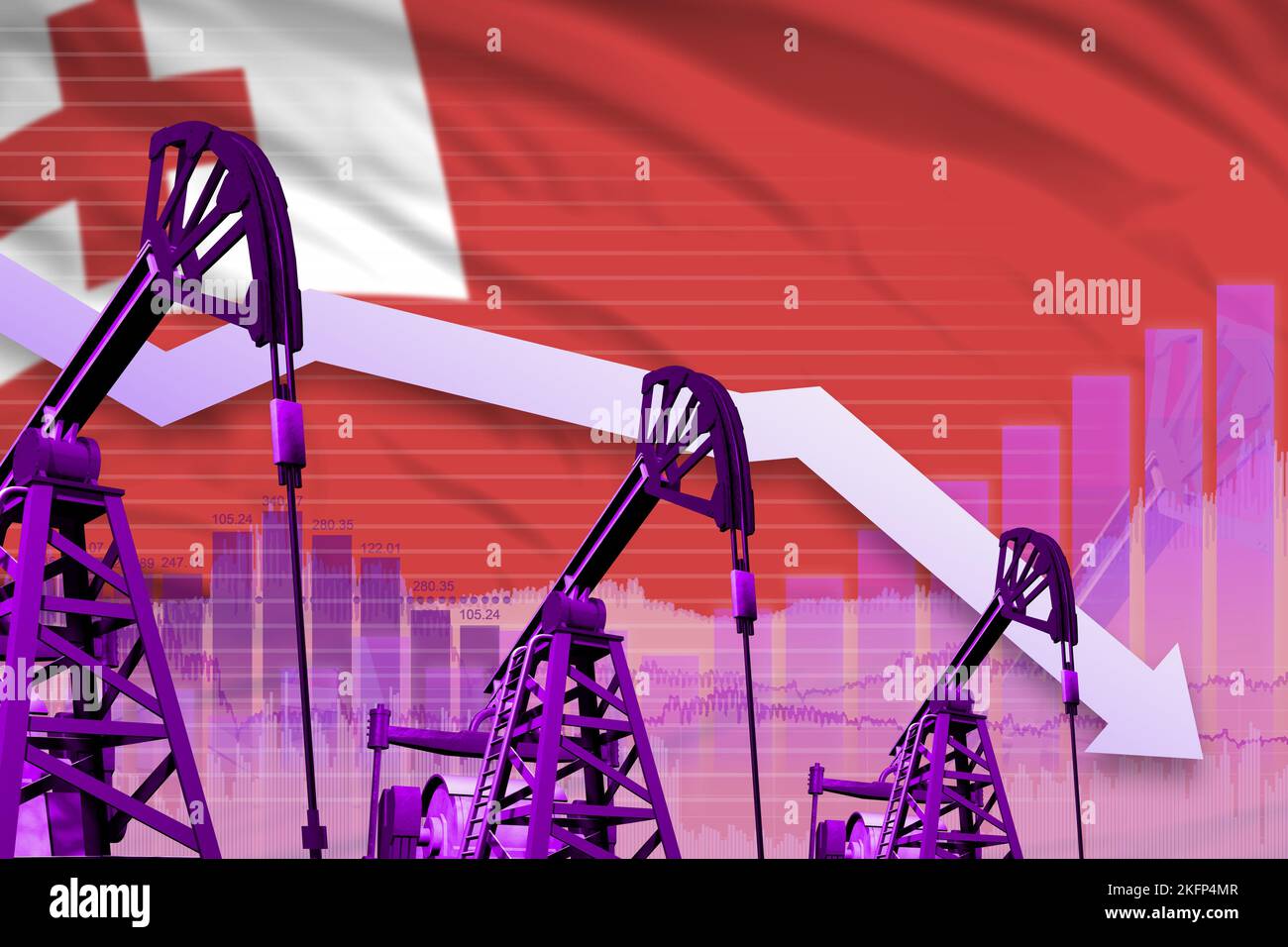 Tonga oil industry concept, industrial illustration lowering down