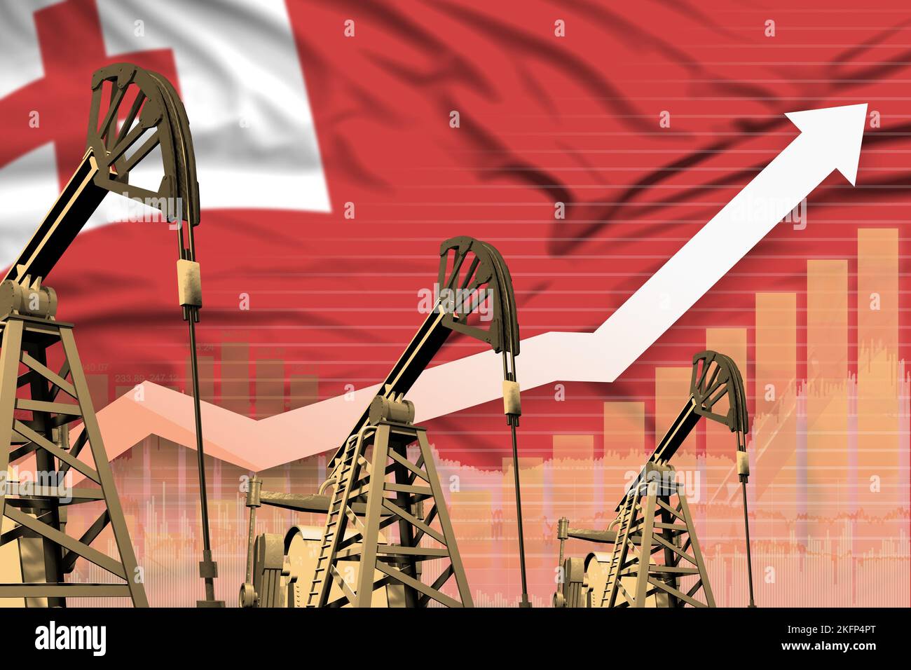 Tonga oil industry concept, industrial illustration rising up chart