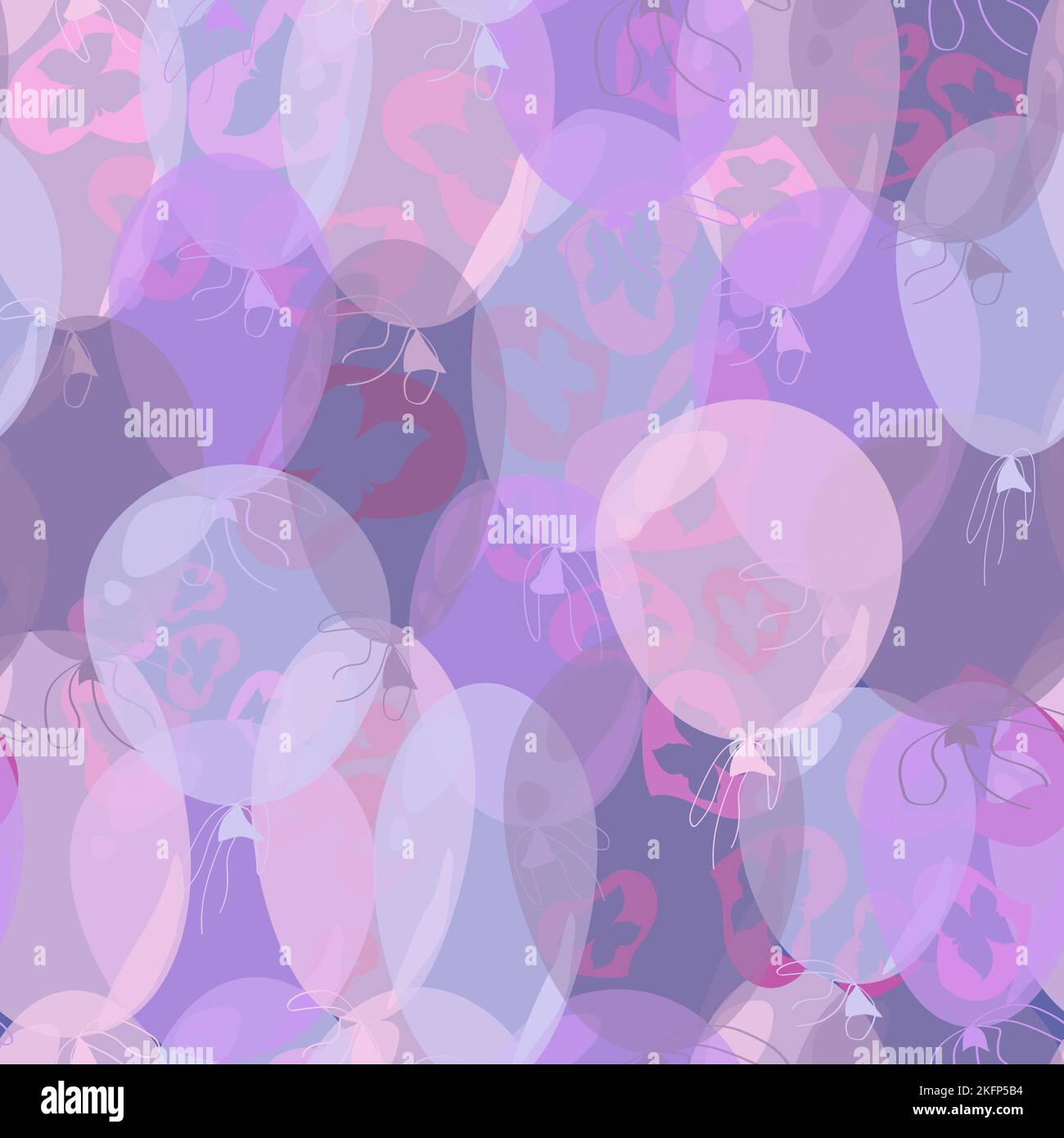 seamless pattern with pink hearts and multicolored balloons without background Stock Vector