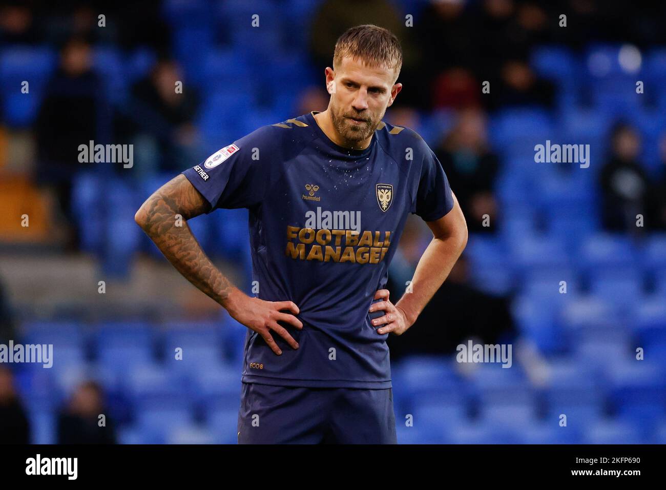 Harry Pell 8 of AFC Wimbledon during the Sky Bet League 2 match