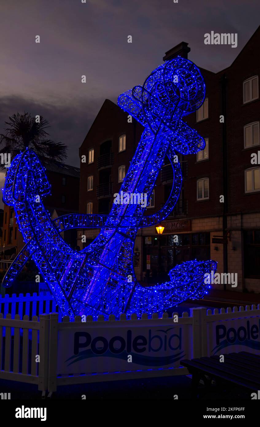 Poole, Dorset UK. 19th November 2022. Poole Christmas Maritime Light Festival launches today at Poole, Dorset, as crowds flock to see the illuminations and thousands of lights on display around the nautical trail, the first of its kind in Poole, a free event for the whole family from today until 2nd January. Credit: Carolyn Jenkins/Alamy Live News Stock Photo