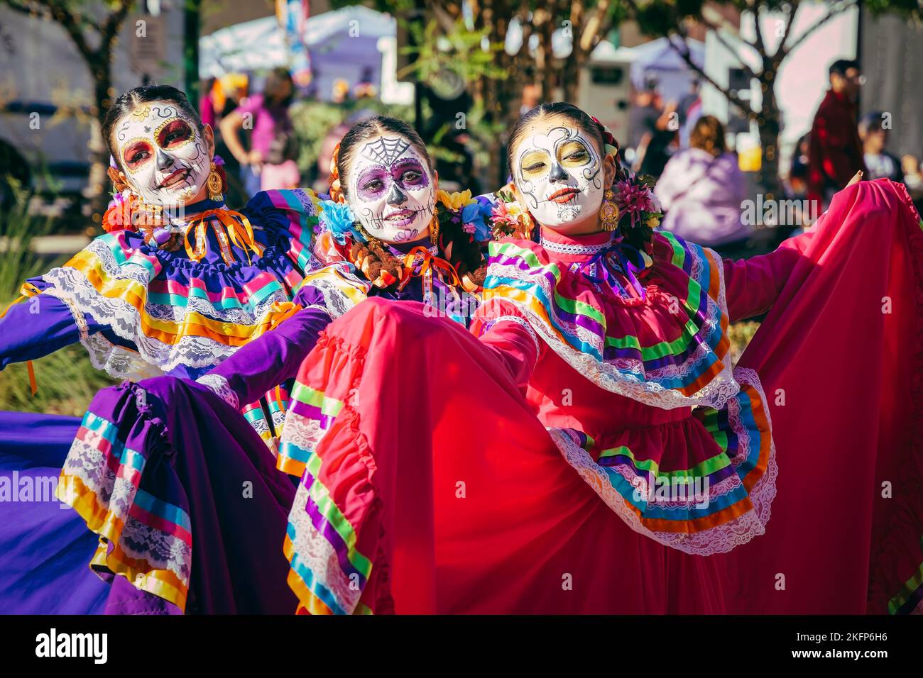 A group of women, wearing traditional Mexican costumes, at the 2022 Day