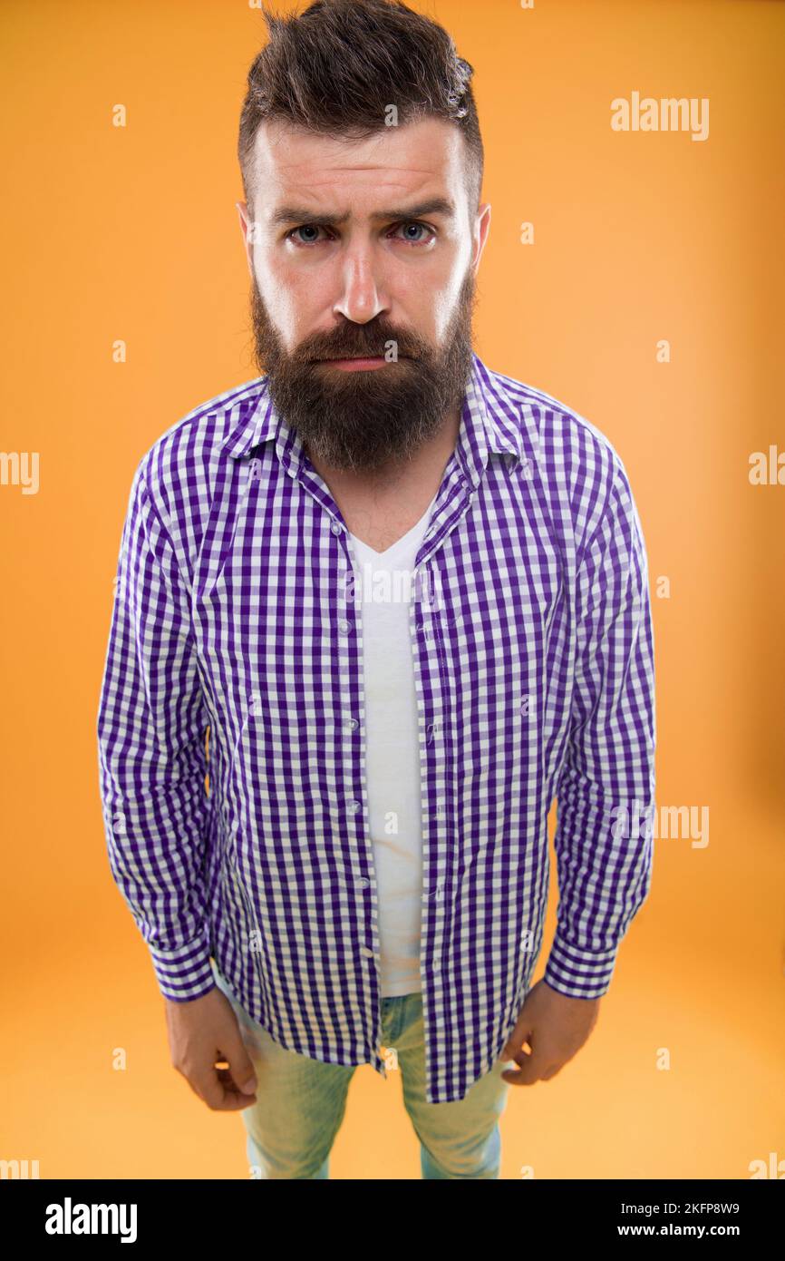 Why so serious. Beard fashion and barber concept. Man bearded hipster