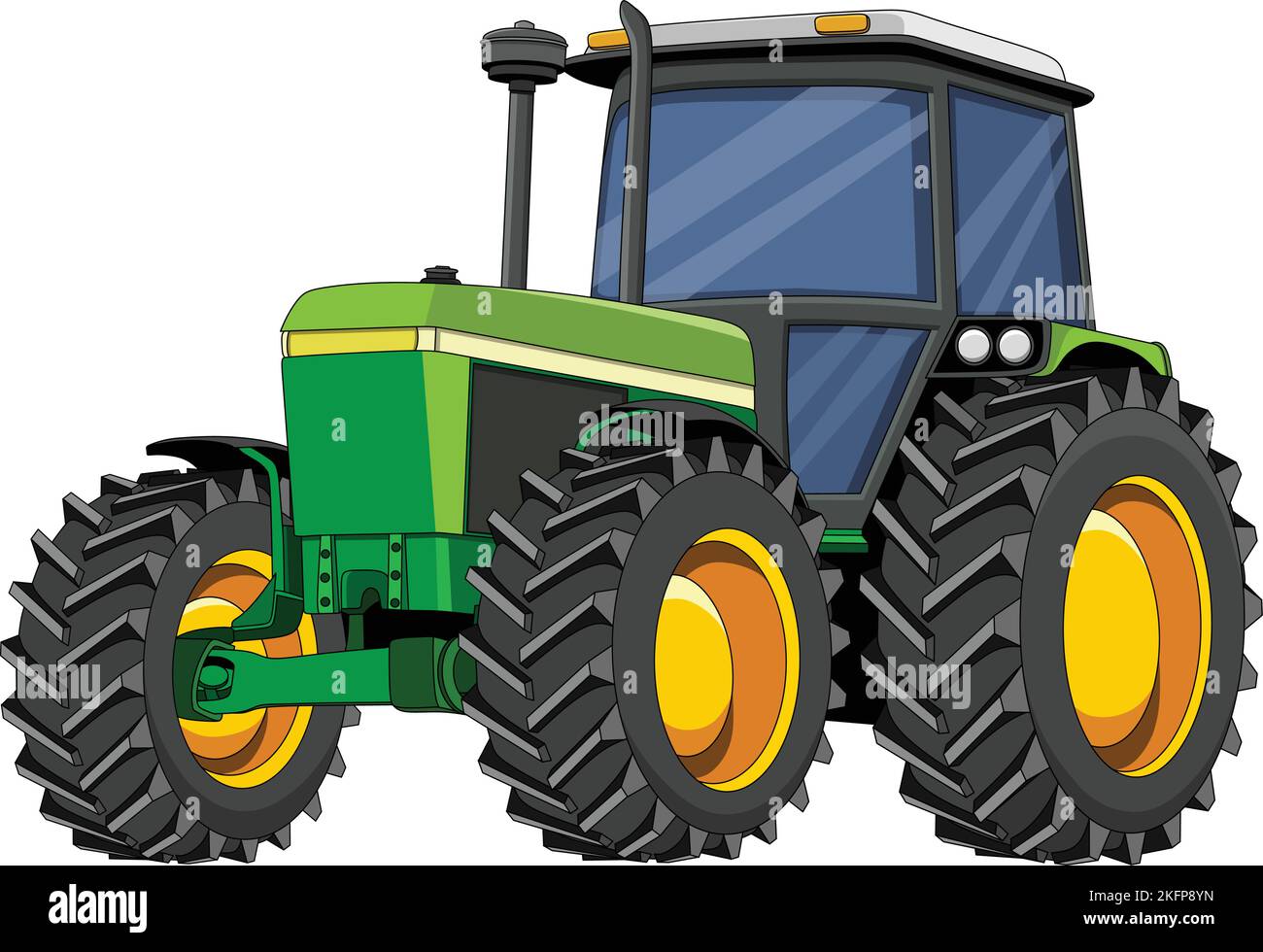 green cartoon tractor for agricultural works Stock Vector