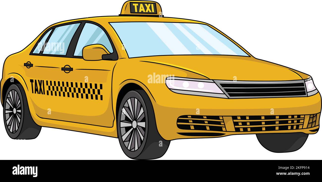 Vector illustration of yellow Taxi car Stock Vector