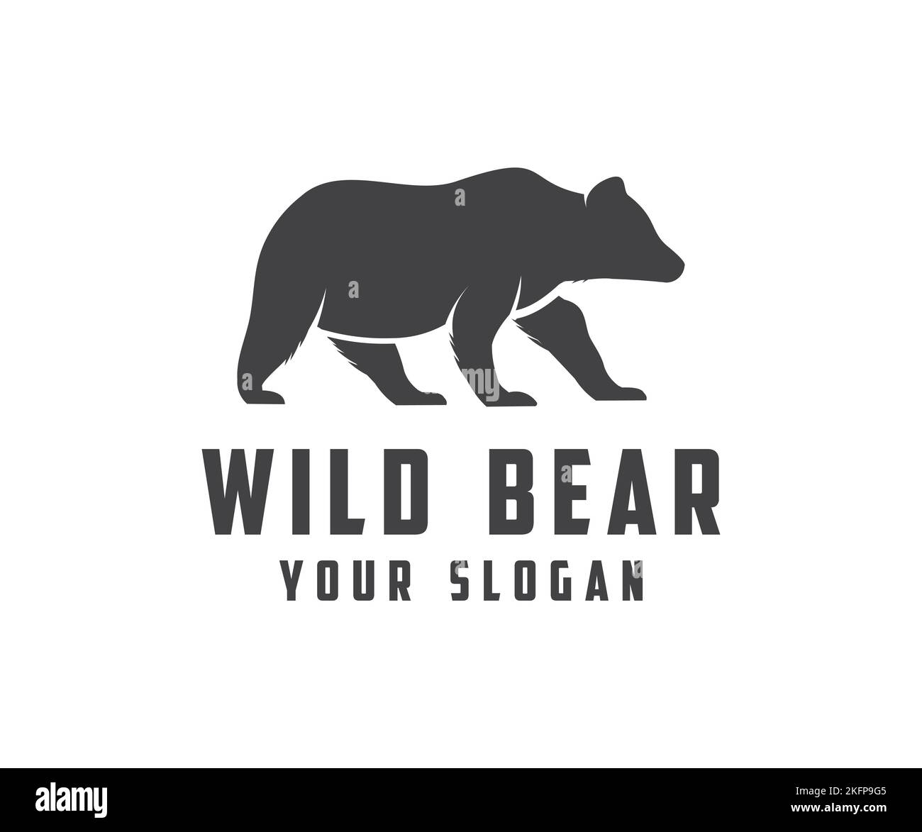 Bear silhouette, icon, modern symbol for graphic and web logo design. Grizzly bear or polar bear silhouette flat for animal wildlife. Stock Vector