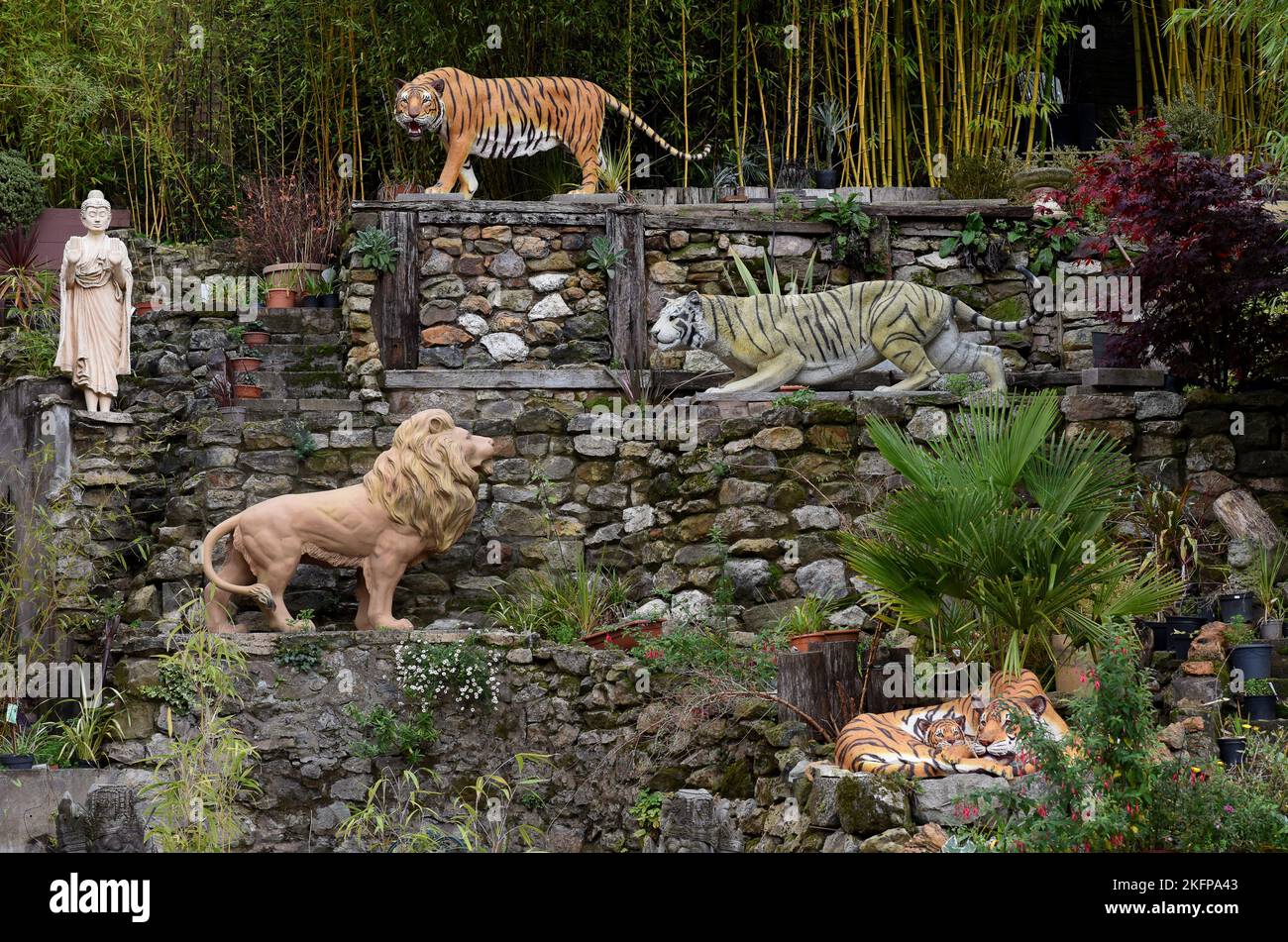 Garden animal ornaments Britain, Uk. garden figurines gardens figurine Stock Photo