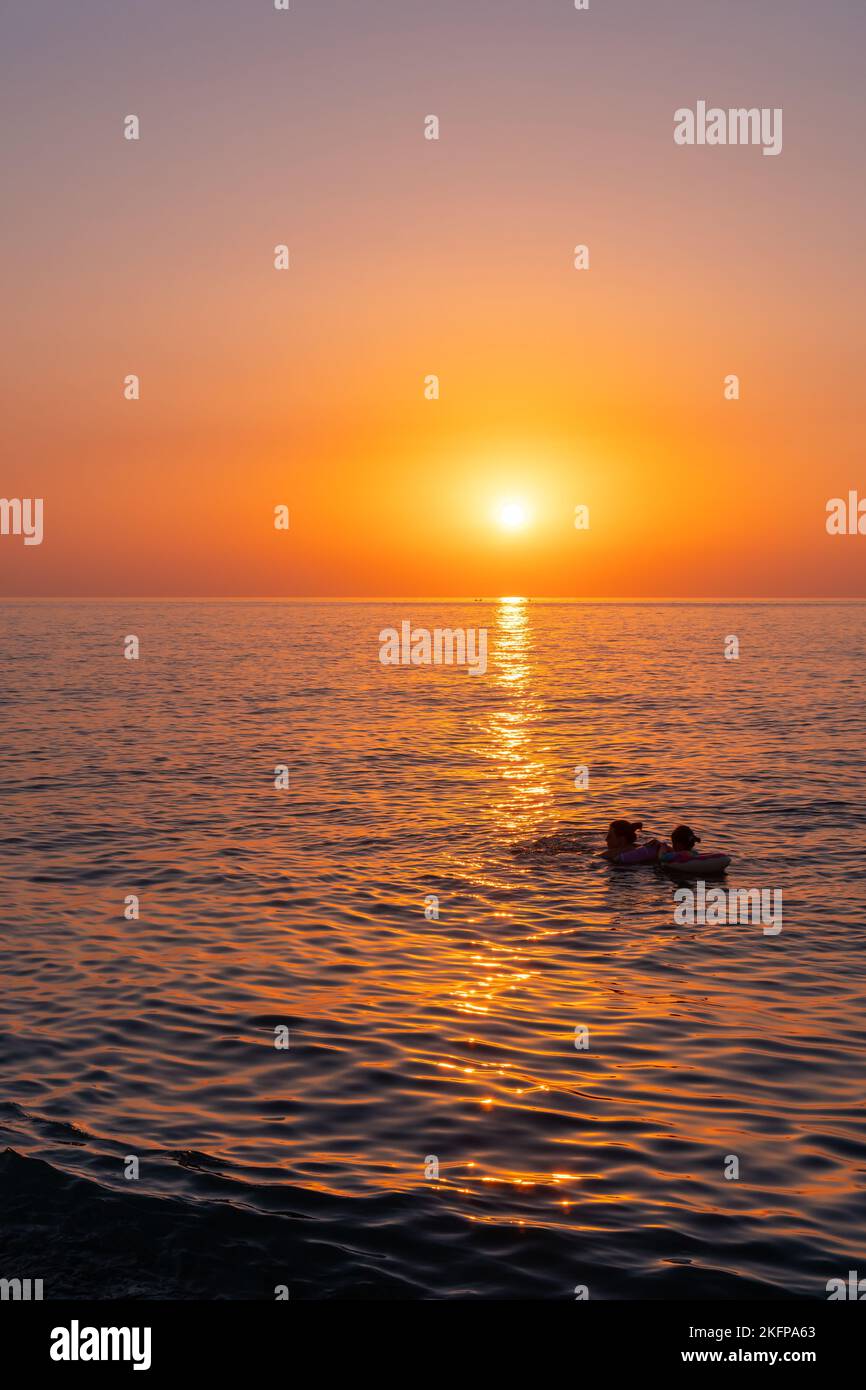 Purple sunset over the Black Sea, Batumi beach. Georgia Stock Photo - Alamy