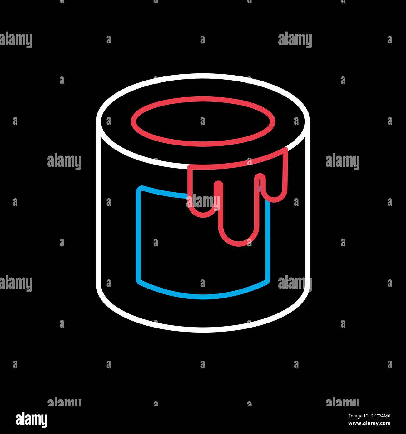 Paint bucket vector on dark background icon. Construction, repair and ...