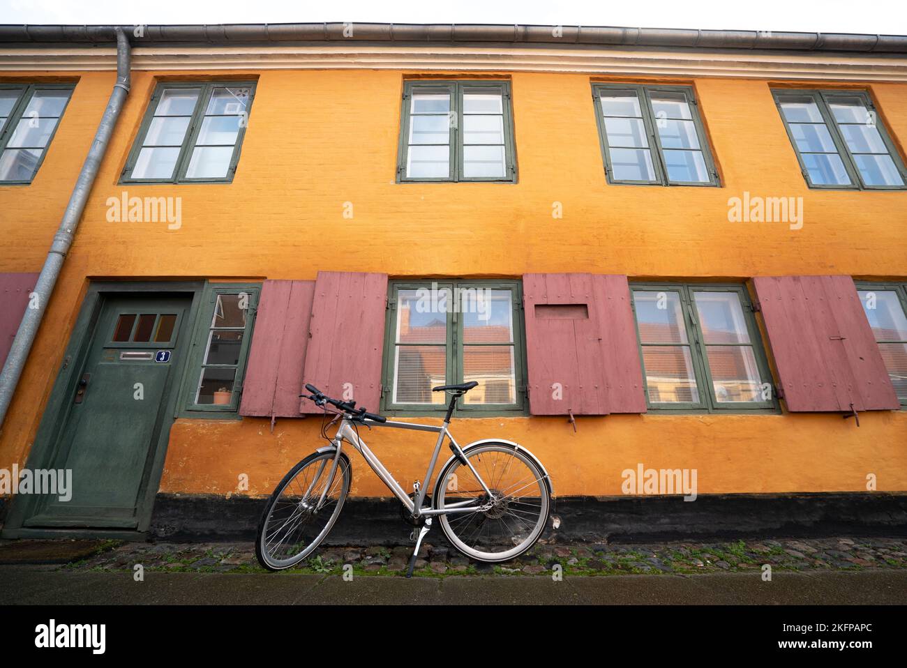 Bicycles outside a house in Nyboder, a historic row house district of