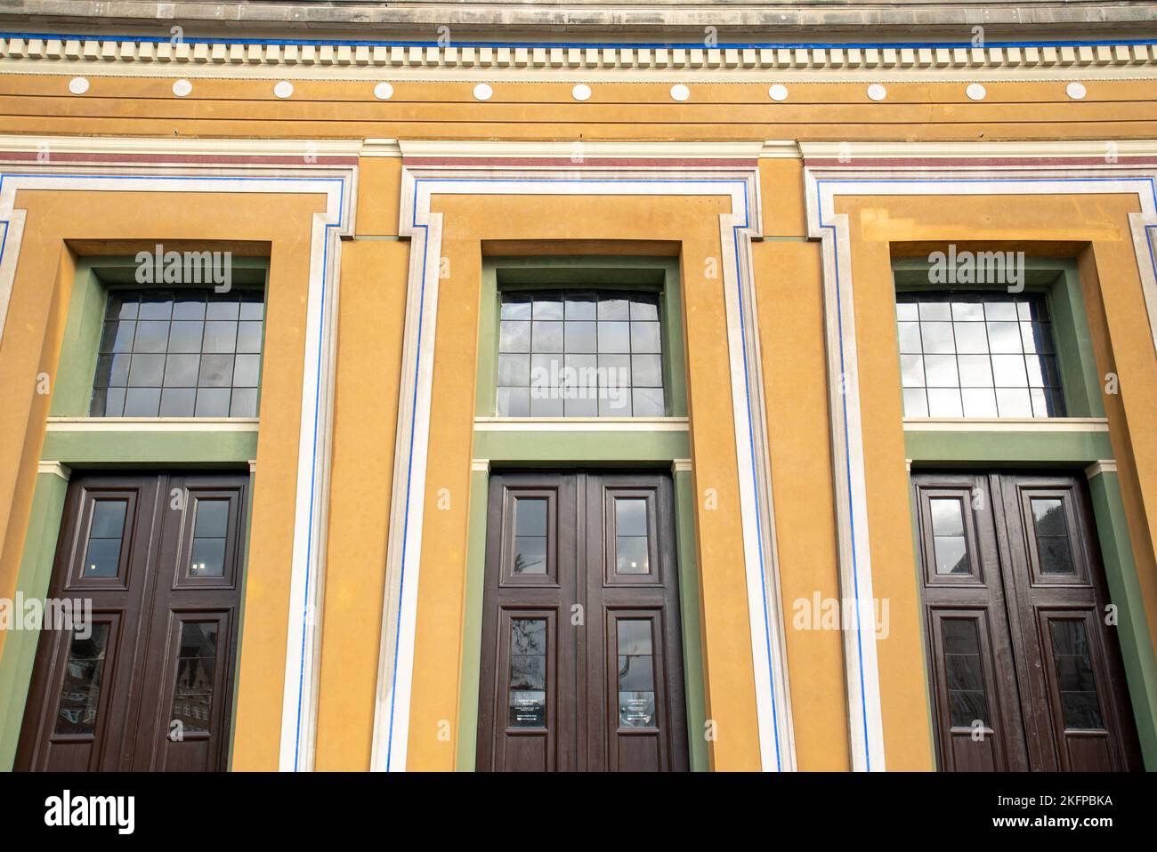 Doors and windows of the Thorvaldsens Museum in Copenhagen, Denmark. Gottlieb Bindesbøll architecture- Antique Greek and Egyptian influence Stock Photo