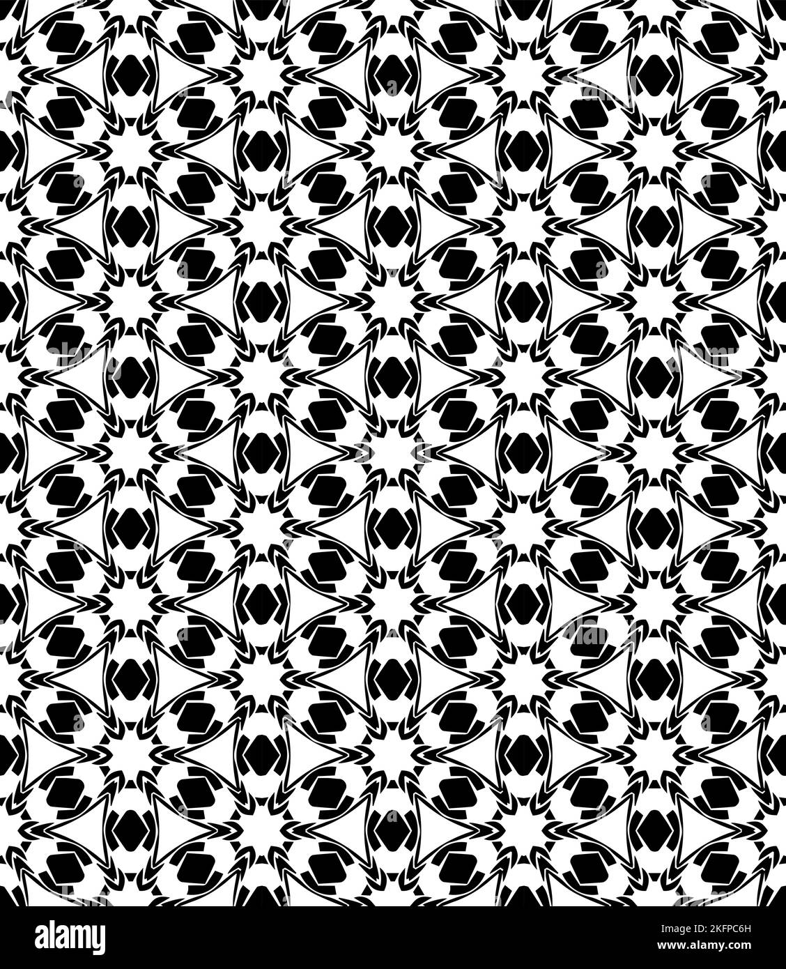 Black and white seamless abstract pattern. Background and backdrop. Grayscale ornamental design. Mosaic ornaments. Vector graphic illustration. EPS10. Stock Vector
