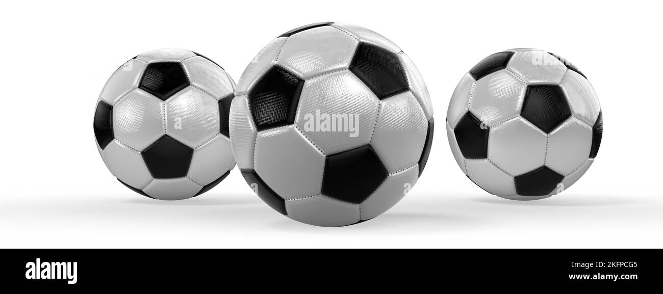 Soccer balls on white background - 3D illustration Stock Photo - Alamy