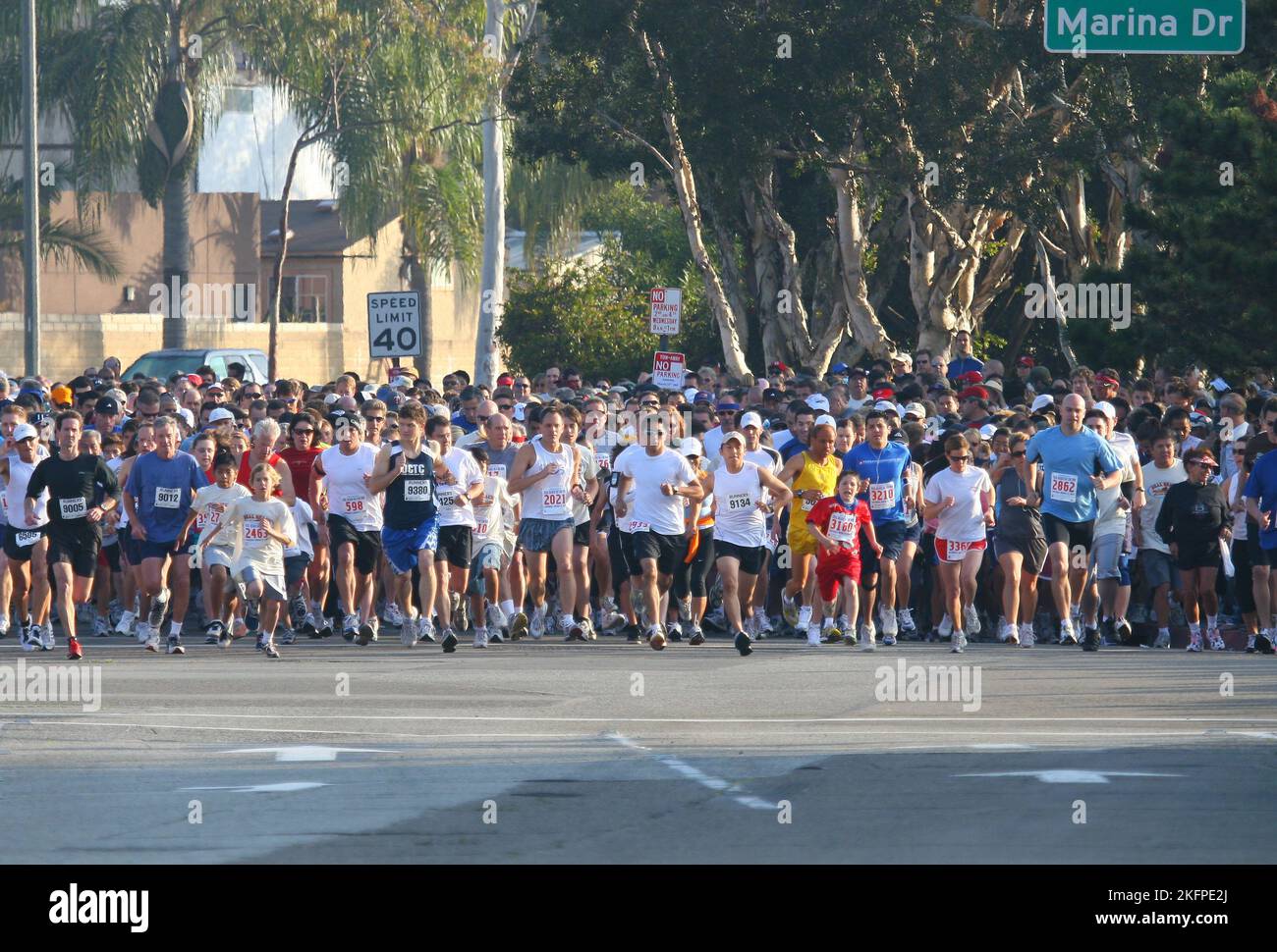 The start of a 5K fun run in Seal Beach California USA Stock Photo