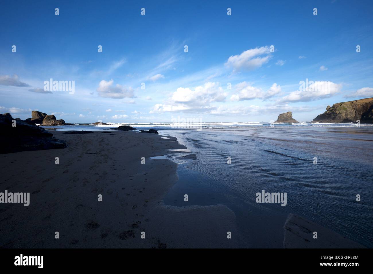 Porthcothan Bay Cornwall UK 11 19 2022 Low tide Stock Photo