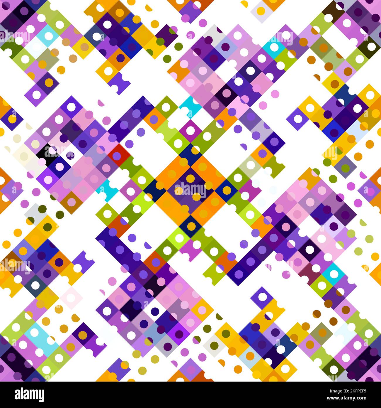 Whimsical geometric pixel pattern. Playful fun kaleidoscopic pink ...